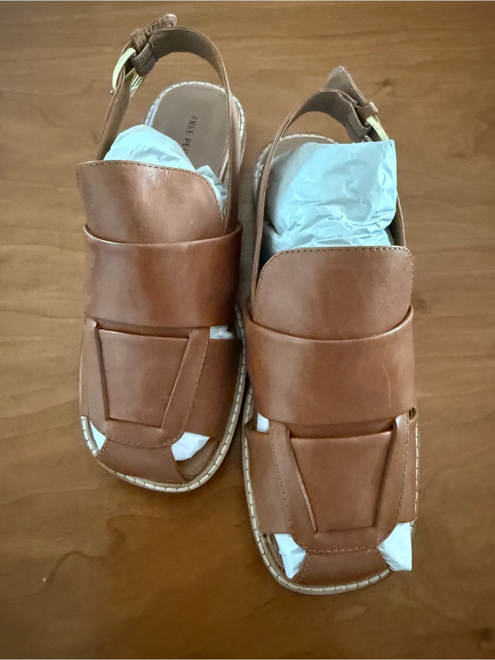 Free People Brown Leather Slingback Sandals